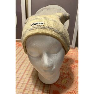 Vtg 70s 80s St Anton Steffner Ski Winter Crm/Yellow Gray Wool Beanie Hat Austria